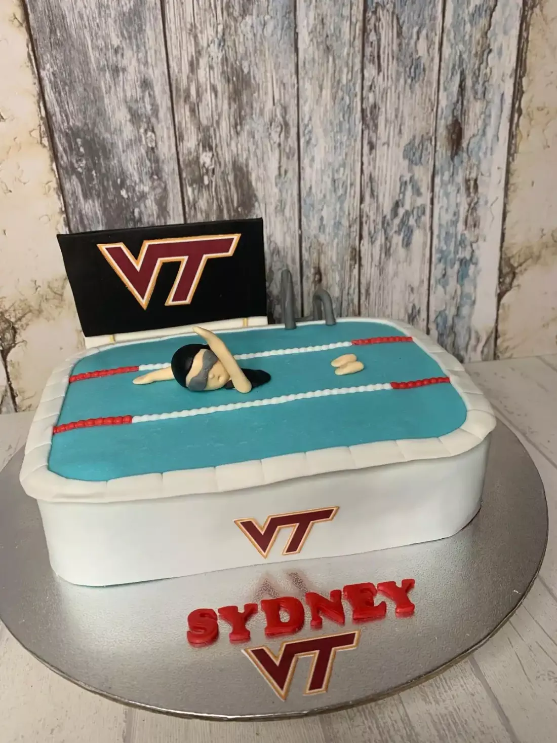 Diseño personalizado de tarta fondant para nadadora sydney profesional en los juegos olímpicos