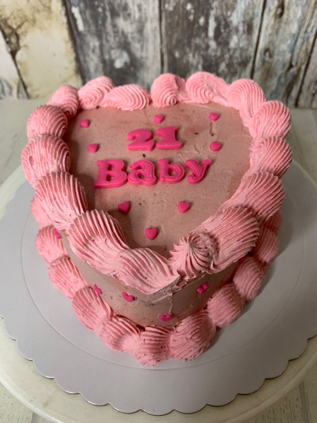 Tarta corazón rosa pálido