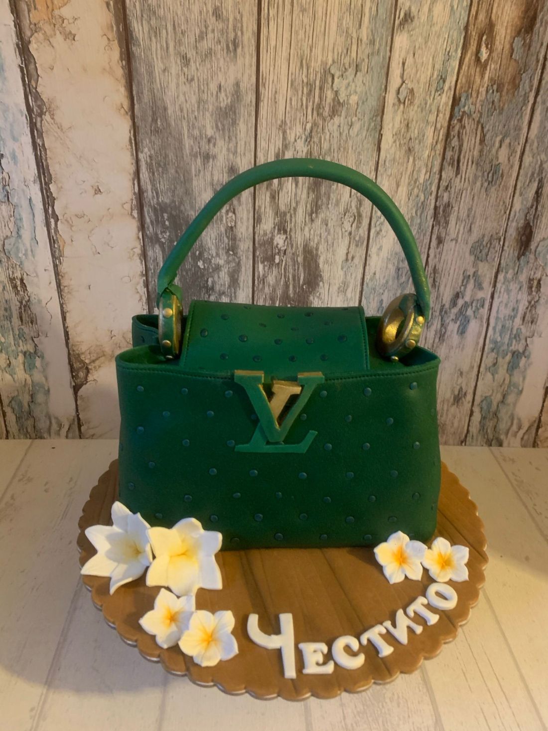 Tarta Fondant Bolso Luis Vuitton Verde