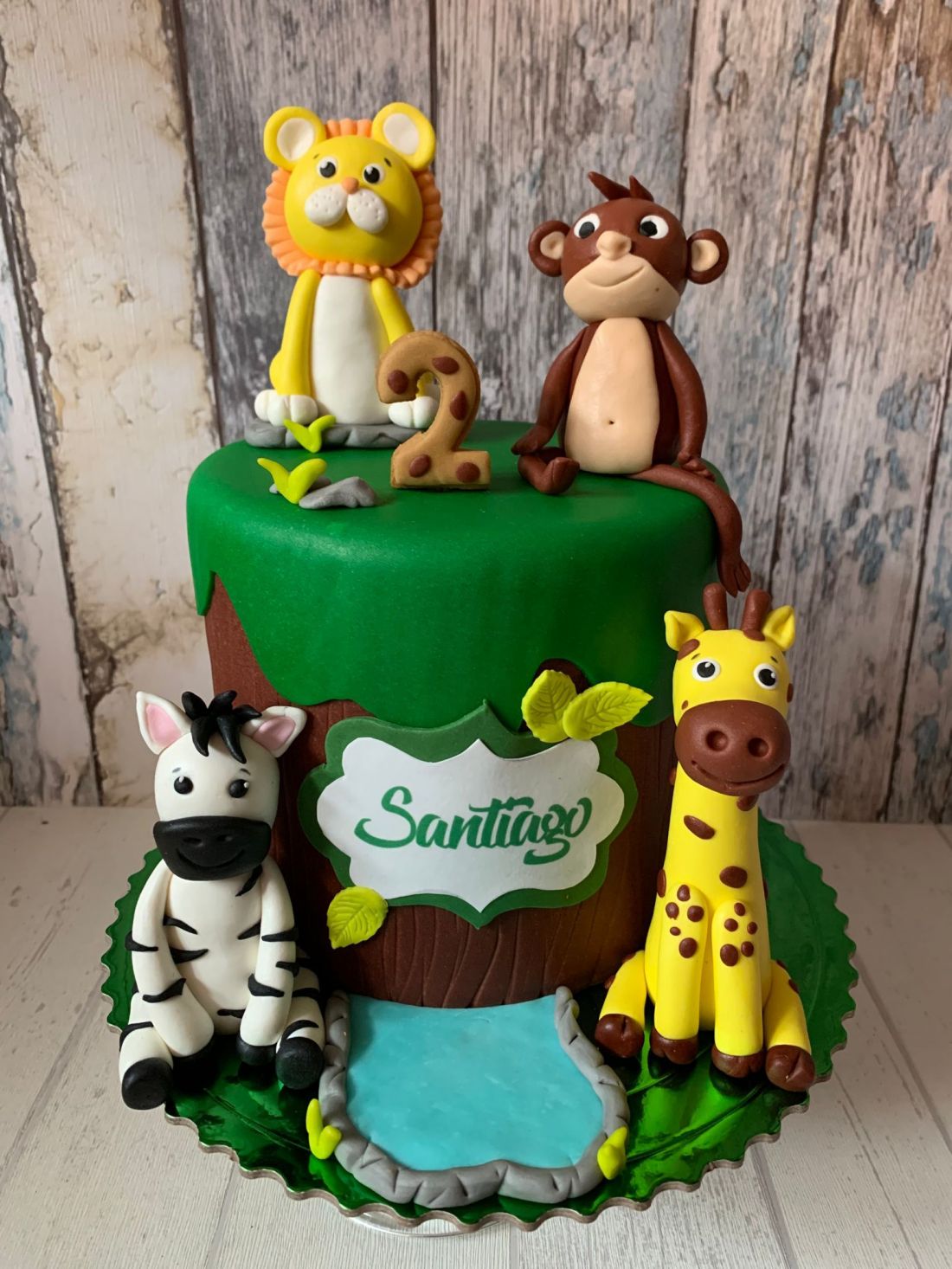 Tarta cumpleaños animales selva