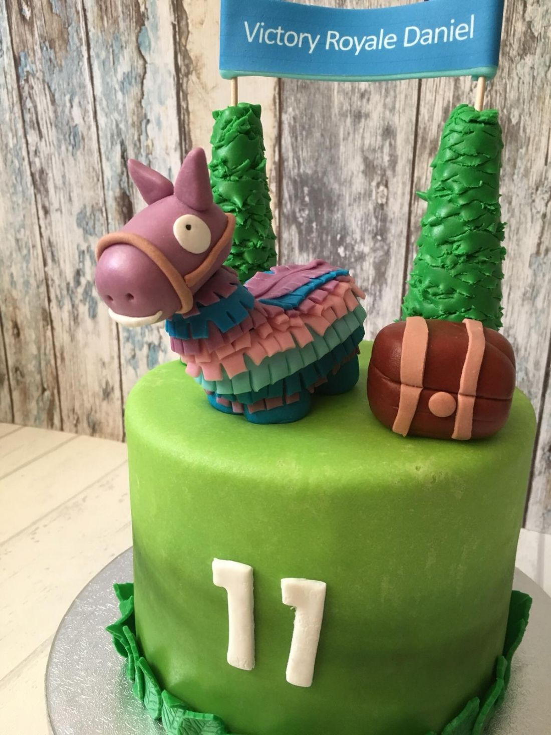 Tarta del caballo rosa de Fortnite